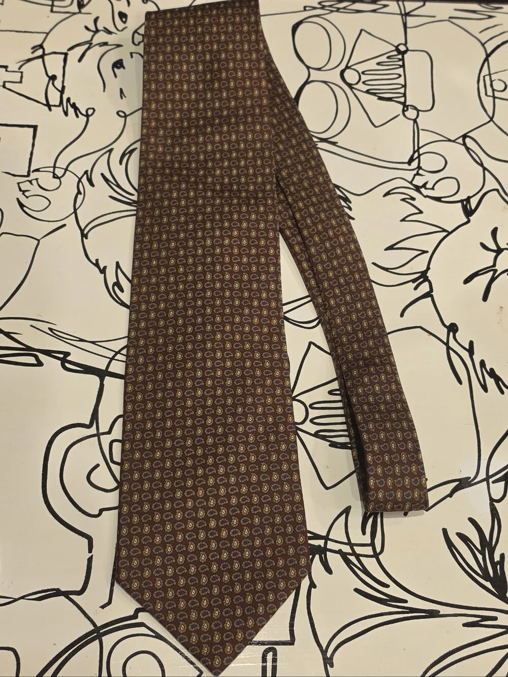 Andrew's Ties Milano Silk Tie Burgundy Gold Paisley Made in Italy 61